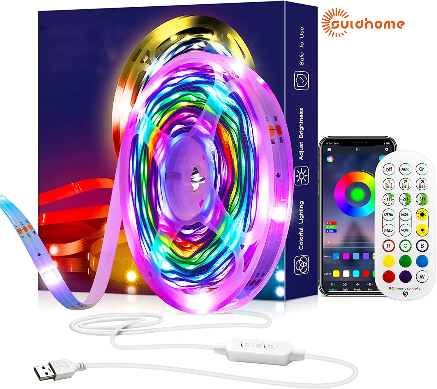 ħ TV Ʈ LED , RGBIC 帲 RGB  Ʈ, USB  ,  ȭ  ,  